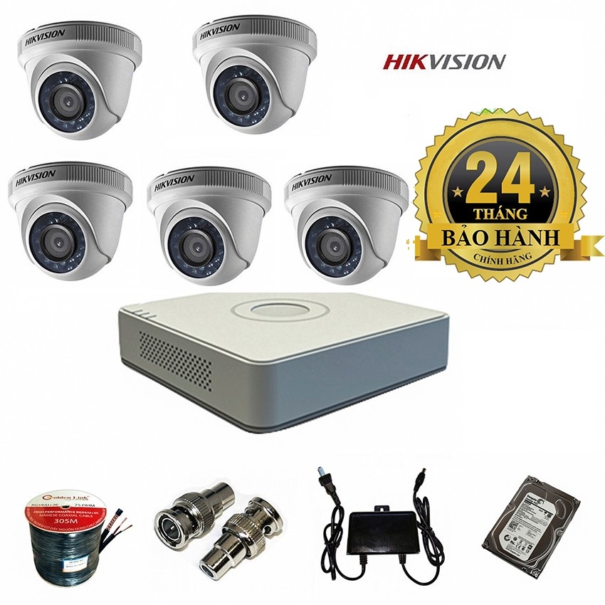 Trọn Bô 5 Camera 1.0 Hikvision DS-2CE56C0T-IRP/IR