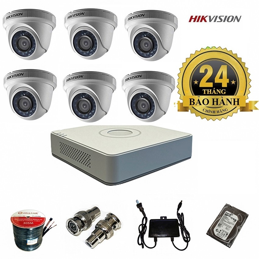 Trọn Bộ 6 Camera 1.0 Hiikvision DS-2CE56C0T-IRP/IR