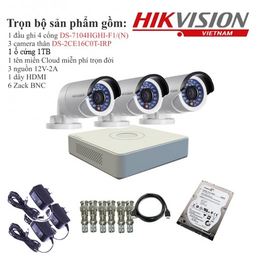 Trọn Bộ 3 Camera 1.0 Hikvision DS-2CE16C0T-IRP/IR