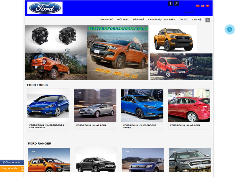THIẾT KẾ WEB XE FORD