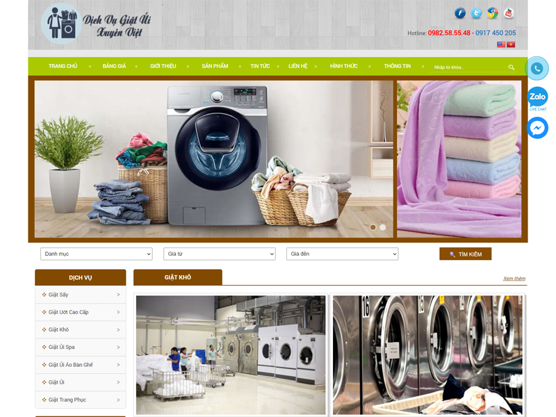 Thiết kế web giặt ủi giá rẻ